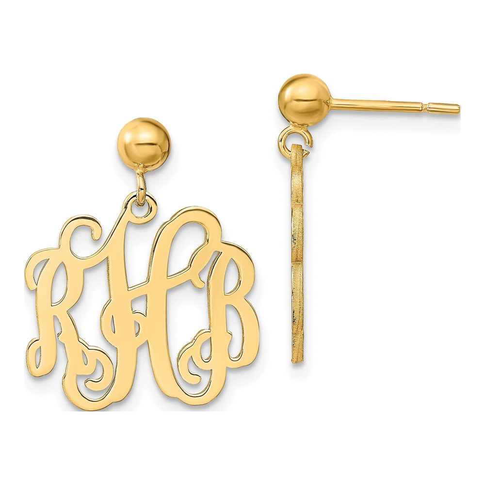 Gold-Plated Sterling Silver Personalized Monogram Dangle Earrings