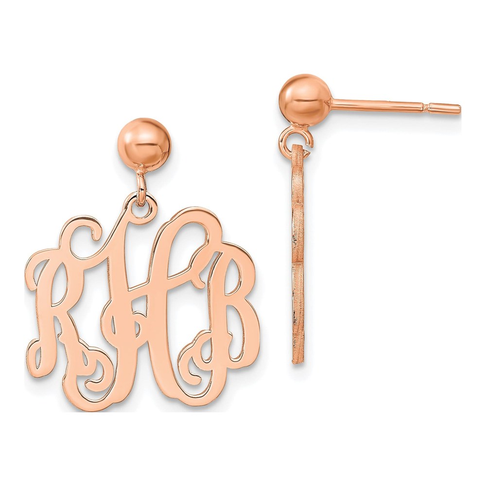 Rose Gold-Plated Sterling Silver Personalized Monogram Dangle Earrings