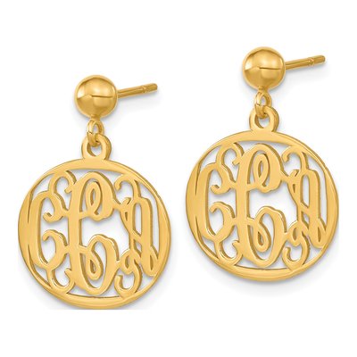 Gold-Plated Sterling Silver Personalized Monogram Dangle Earrings – view 2