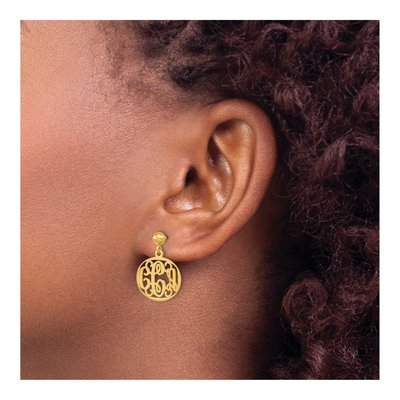 Gold-Plated Sterling Silver Personalized Monogram Dangle Earrings – view 3