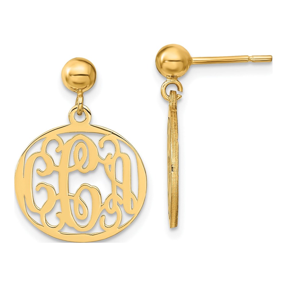 Gold-Plated Sterling Silver Personalized Monogram Dangle Earrings