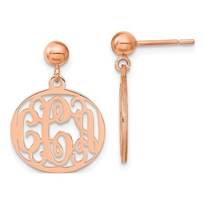 Rose Gold-Plated Sterling Silver Personalized Monogram Dangle Earrings