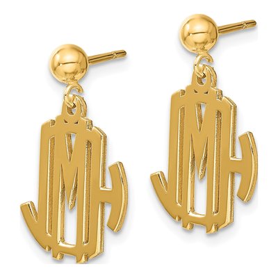Gold-Plated Sterling Silver Personalized Monogram Dangle Earrings – view 2