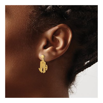 Gold-Plated Sterling Silver Personalized Monogram Dangle Earrings – view 3
