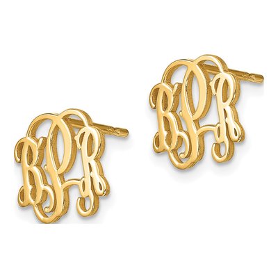Gold-Plated Sterling Silver Personalized Monogram Stud Earrings – view 2
