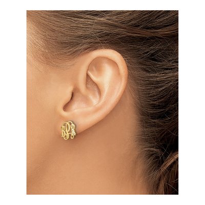 Gold-Plated Sterling Silver Personalized Monogram Stud Earrings – view 3