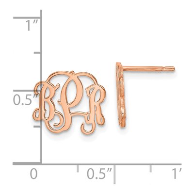 Rose Gold-Plated Sterling Silver Personalized Monogram Stud Earrings – view 2