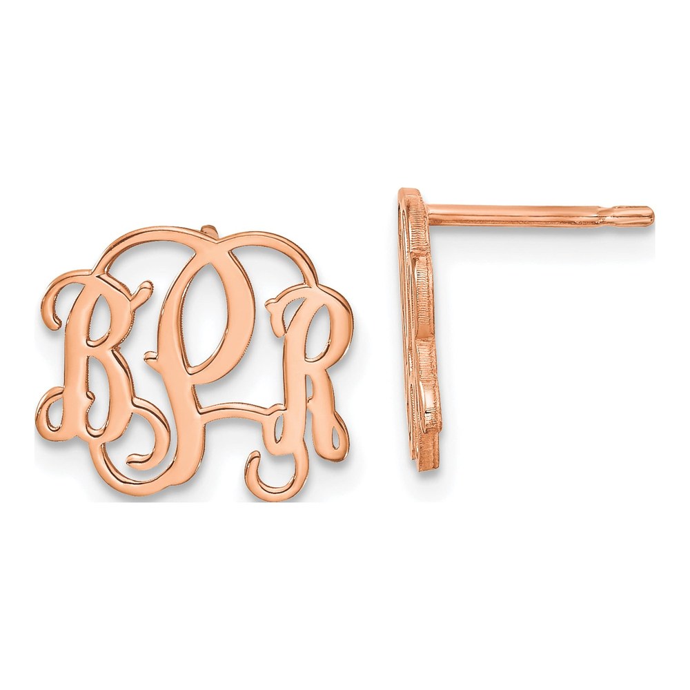 Rose Gold-Plated Sterling Silver Personalized Monogram Stud Earrings
