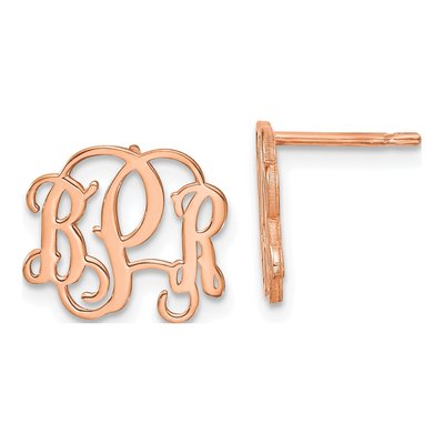 Rose Gold-Plated Sterling Silver Personalized Monogram Stud Earrings