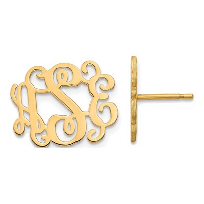 Gold-Plated Sterling Silver Personalized Monogram Stud Earrings