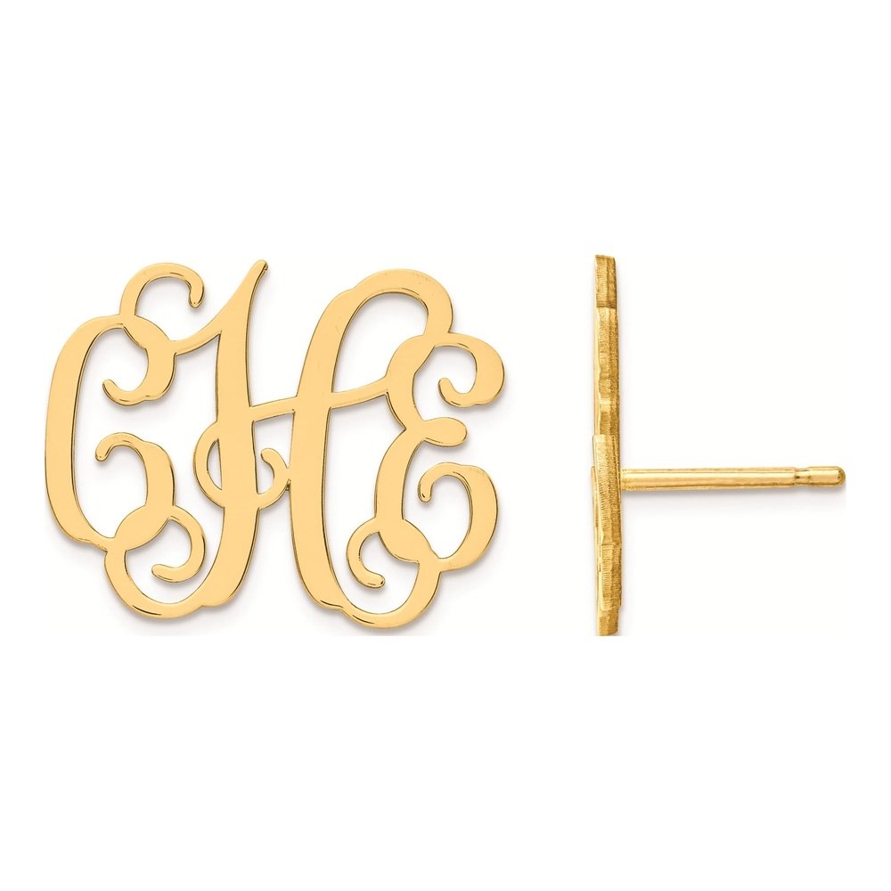 14K Rose Gold Personalized Monogram Button Stud Earrings