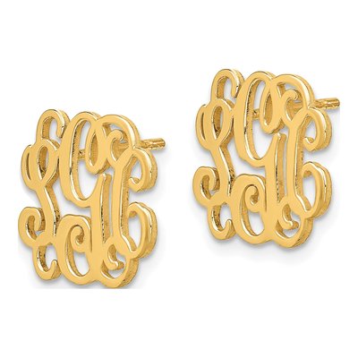 Gold-Plated Sterling Silver Personalized Monogram Stud Earrings – view 2