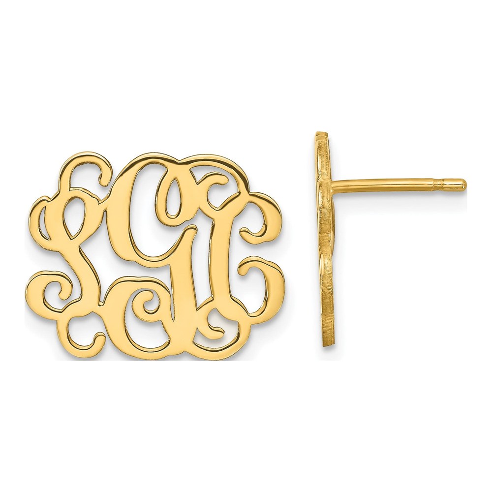 Gold-Plated Sterling Silver Personalized Monogram Stud Earrings