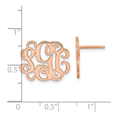 Rose Gold-Plated Sterling Silver Personalized Monogram Stud Earrings – view 2