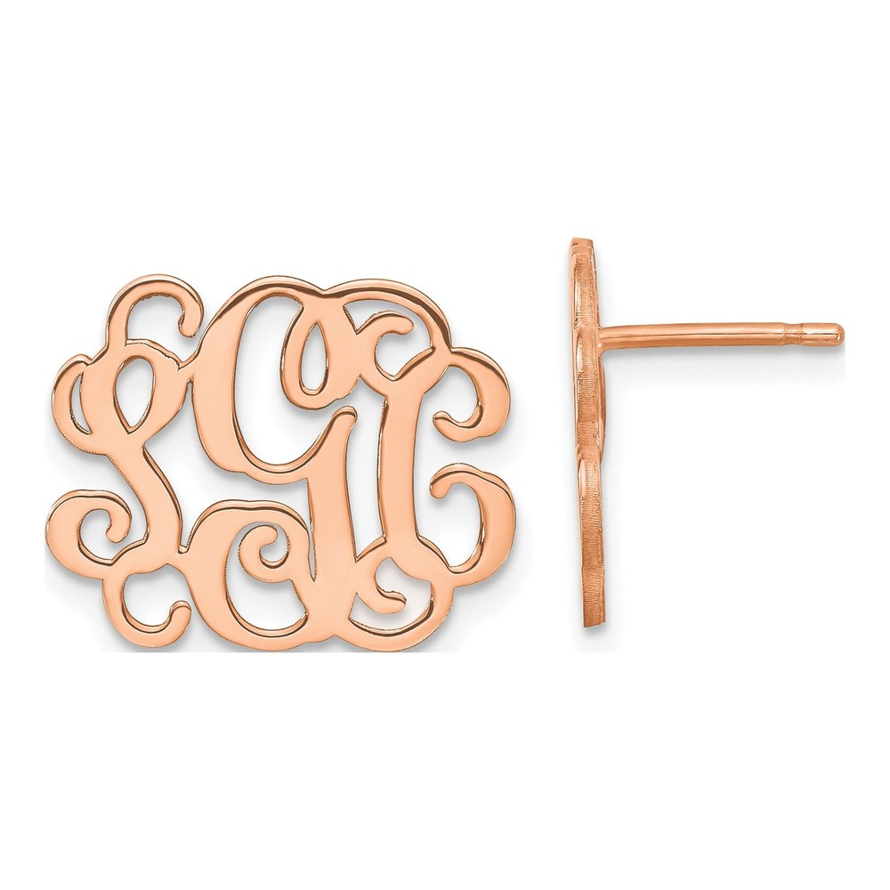 Rose Gold-Plated Sterling Silver Personalized Monogram Stud Earrings