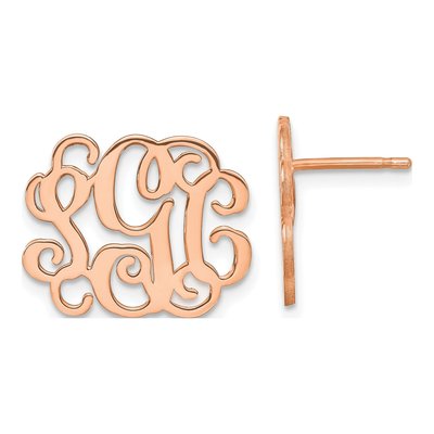 Rose Gold-Plated Sterling Silver Personalized Monogram Stud Earrings