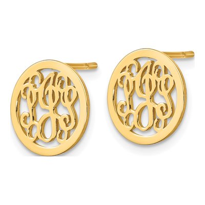 Gold-Plated Sterling Silver Personalized Monogram Stud Earrings – view 2