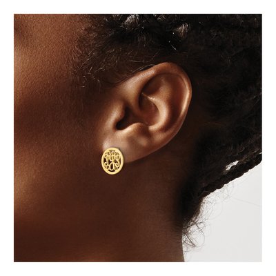 Gold-Plated Sterling Silver Personalized Monogram Stud Earrings – view 3