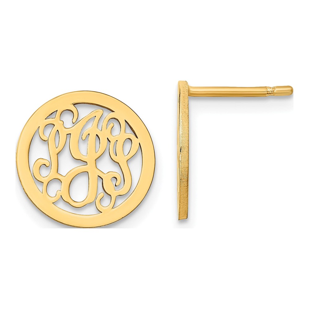 Gold-Plated Sterling Silver Personalized Monogram Stud Earrings