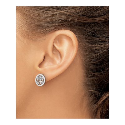 Sterling Silver Small Monogram Circle Stud Earrings – view 3