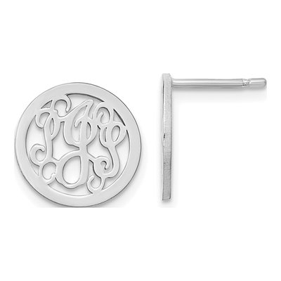 Sterling Silver Small Monogram Circle Stud Earrings