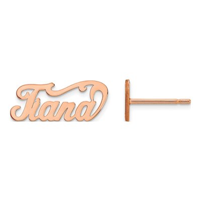 Rose Gold-Plated Sterling Silver Personalized Name Plate Stud Earrings