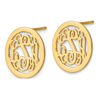Gold-Plated Sterling Silver Personalized Monogram Stud Earrings – view 2