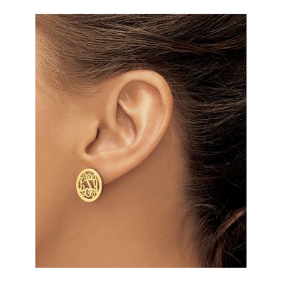 Gold-Plated Sterling Silver Personalized Monogram Stud Earrings – view 3