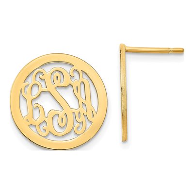 Gold-Plated Sterling Silver Personalized Monogram Stud Earrings