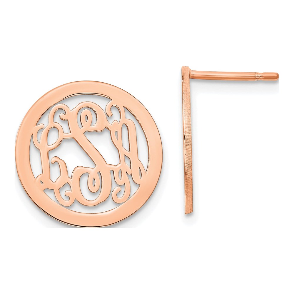 Rose Gold-Plated Sterling Silver Personalized Monogram Stud Earrings