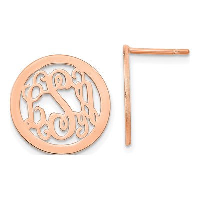 Rose Gold-Plated Sterling Silver Personalized Monogram Stud Earrings
