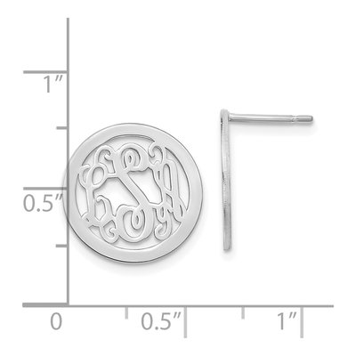 Sterling Silver Small Circle Monogram Stud Earrings – view 2