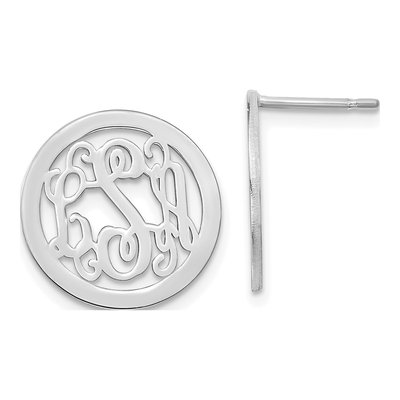Sterling Silver Small Circle Monogram Stud Earrings