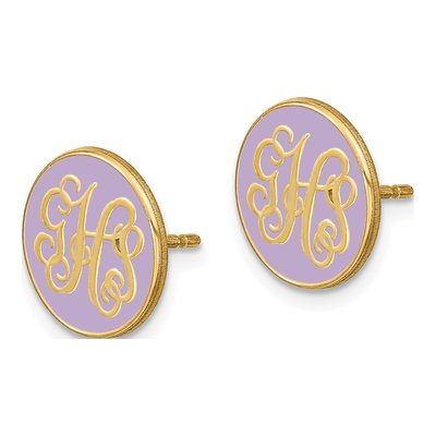 Gold-Plated Sterling Silver Personalized Round Monogram Stud Earrings – view 2
