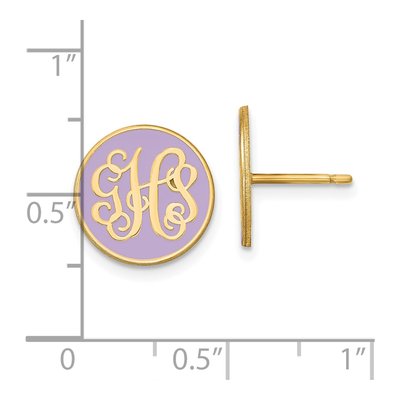 Gold-Plated Sterling Silver Personalized Round Monogram Stud Earrings – view 4