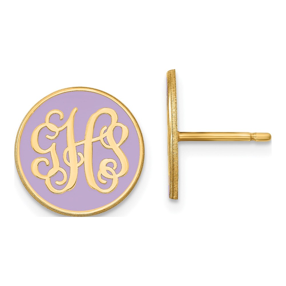 Gold-Plated Sterling Silver Personalized Round Monogram Stud Earrings