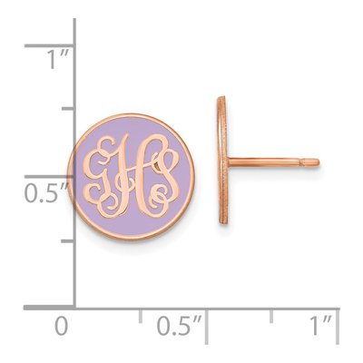 14K Rose Gold Round Monogram Stud Earrings – view 2
