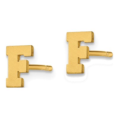 Gold-Plated Sterling Silver Letter F Stud Earrings – view 2