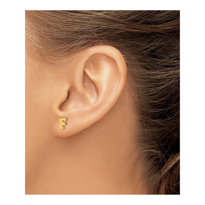 Gold-Plated Sterling Silver Letter F Stud Earrings – view 3