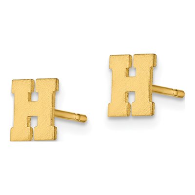 Gold-Plated Sterling Silver Letter H Stud Earrings – view 2