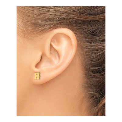 Gold-Plated Sterling Silver Letter H Stud Earrings – view 3