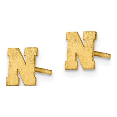 Gold-Plated Sterling Silver Letter N Stud Earrings – view 2