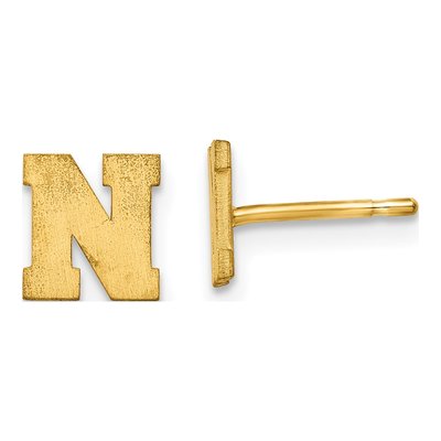 Gold-Plated Sterling Silver Letter N Stud Earrings