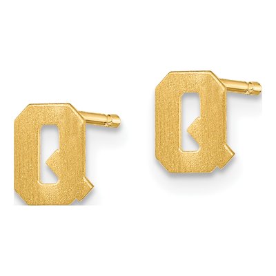 Gold-Plated Sterling Silver Letter Q Stud Earrings – view 2