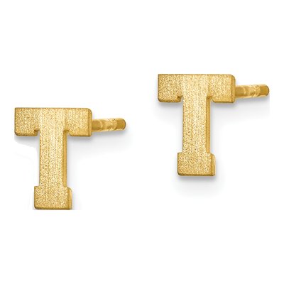 Gold-Plated Sterling Silver Letter T Stud Earrings – view 3