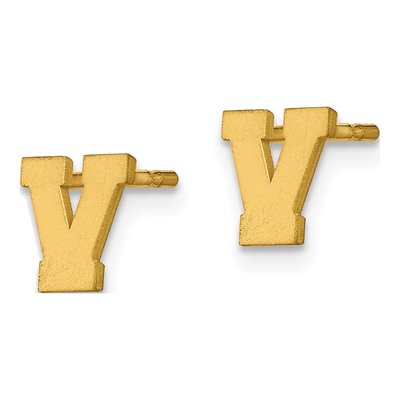 Gold-Plated Sterling Silver Letter V Stud Earrings – view 3