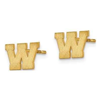 Gold-Plated Sterling Silver Letter W Stud Earrings – view 2