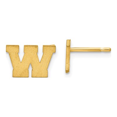 Gold-Plated Sterling Silver Letter W Stud Earrings