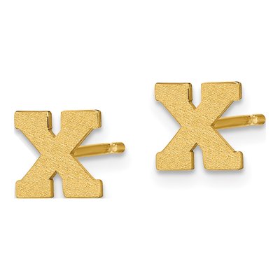 Gold-Plated Sterling Silver Letter X Stud Earrings – view 2