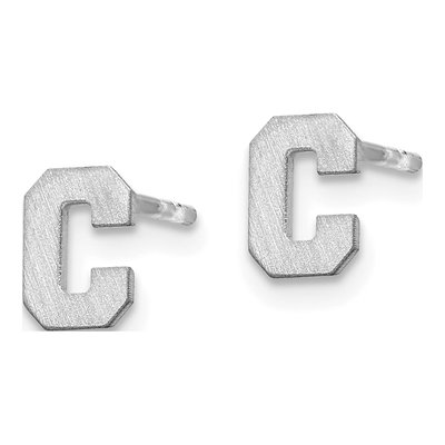 Sterling Silver Letter C Stud Earrings – view 3
